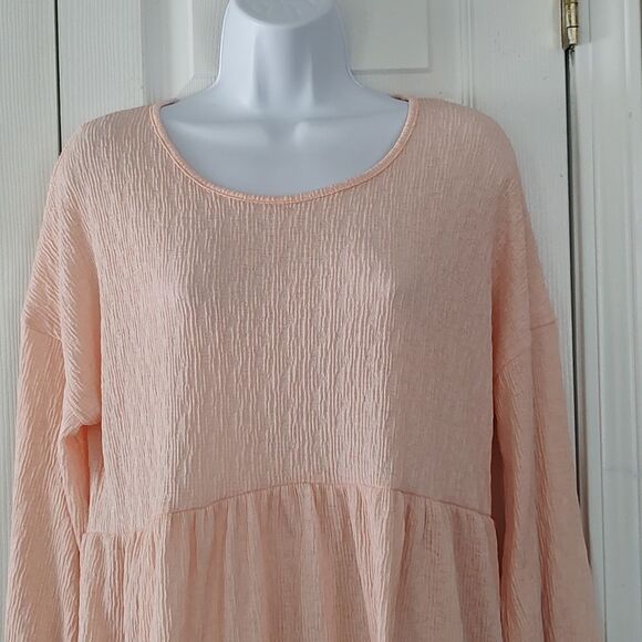 White Birch long sleeve peach hi low tunic Sz  M - Picture 3 of 6